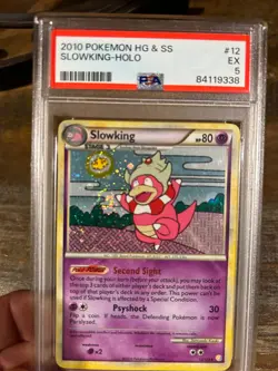 Pokemon 2010 Heart Gold & Soul Silver SLOWKING Holo Swirl #12 PSA 5 RARE - Image 1