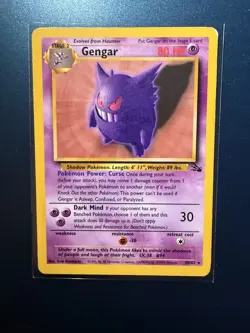 Gengar 20/62 Regular Unlimited Non Foil Fossil WOTC Pokemon TCG Card - MP - Image 1