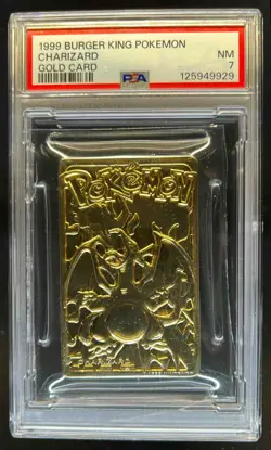1999 Burger King Pokemon Charizard Gold Card PSA 7 NM - Image 1