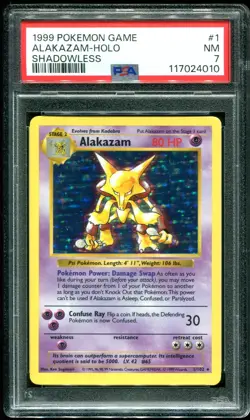 PSA 7 Alakazam Shadowless Holo Rare Base Set 1999 Pokemon Card #1 - Image 1