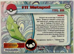 METAPOD#11, Series 1 - 2000, Topps TV Animation Edition Chrome Pokemon Card - Image 5