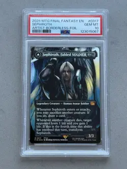 PSA 10 ~ Sephiroth Fabled Soldier Borderless Artist Foil #317 MTG Final Fantasy - Image 1