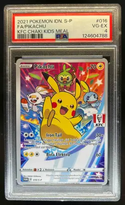2021 Pokemon IDN S-P Full Art Pikachu KFC Chaki Kids Meal #016 PSA 4 - Image 1