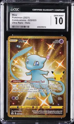 2021 POKEMON CELEBRATIONS #025 FULL ART/MEW CGC 10 GEM MINT - Image 1