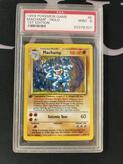 1999 POKEMON BASE SET 1ST EDITION #8 MACHAMP-HOLO PSA 9 - Image 1