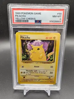 1999 POKEMON GAME PIKACHU YELLOW CHEEKS #58 PSA 8 - Image 1