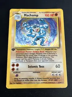 1999 Base Set Vintage Pokemon 2 Card Lot: Holo 1st Edition Machamp 8/102 x2 - Image 4