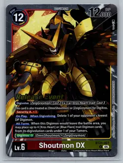 Shoutmon DX BT21-027 Rare World Convergence Digimon Card Game Release - Image 1