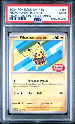 PSA 9 - Pikachu Berkemeja Batik 155/SV-P - Indonesia Journey Promo Pokemon - Image 1