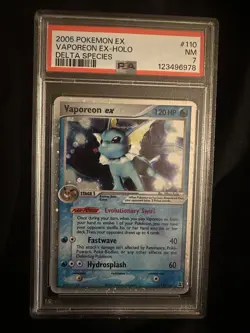 2005 POKEMON EX DELTA SPECIES #110 VAPOREON EX-HOLO PSA 7 - Image 3