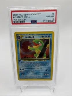 2001 Pokemon Neo Discovery Politoed Holo 1st Edition #8 - PSA 8 - Image 1