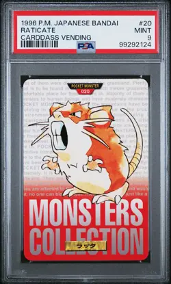 1996 POKEMON JPN BANDAI CARDDASS VENDING #20 RATICATE PSA 9 - Image 1