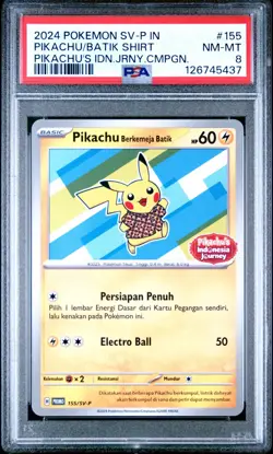 PSA 8 - Pikachu Berkemeja Batik 155/SV-P - Indonesia Journey Promo Pokemon - Image 1