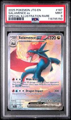 2025 POKEMON JTG EN-JOURNEY TOGETHER #187 SALAMENCE EX PSA 9 - Image 1