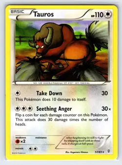 Tauros 57/83 2016 Generations 20th Anniversary Pokemon Card Non Holo Rare Nm/Vlp - Image 1