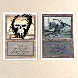 2x Vintage MTG Revised * SWAMP Land * Signed and Altered by Artist Dan Frazier * - Image 1