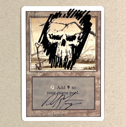 2x Vintage MTG Revised * SWAMP Land * Signed and Altered by Artist Dan Frazier * - Image 2