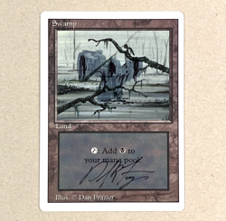 2x Vintage MTG Revised * SWAMP Land * Signed and Altered by Artist Dan Frazier * - Image 4