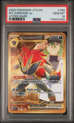 Pokemon TCG Journey Together N's Zoroark EX Gold Hyper Rare Card 189/159 Psa 10 - Image 1