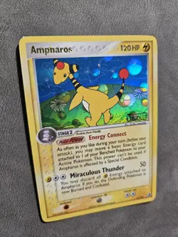 Pokemon Ampharos ▶INVERTED HOLO ERROR 1/115 Reverse Holo EX Unseen Forces - LP- - Image 2