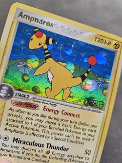 Pokemon Ampharos ▶INVERTED HOLO ERROR 1/115 Reverse Holo EX Unseen Forces - LP- - Image 3