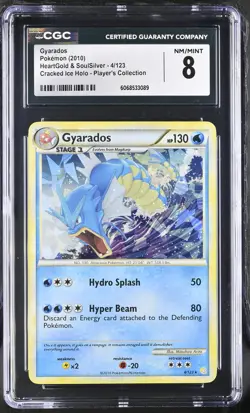 CGC 8 Gyarados 2010 HeartGold & SoulSilver 4/123 Cracked Ice Holo Pokemon Card - Image 1