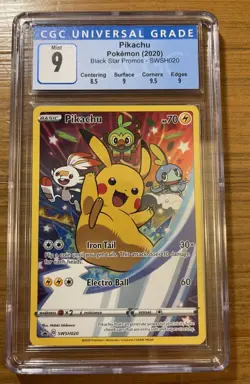CGC 9 Pikachu SWSH020 Holo Promo Card Sword & Shield! Invest! - Image 1