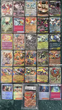 POKEMON MEGA EVOLUTIONS LUCARIO EX CHARIZARD EX ILLUSTRATION RARE GADED CARD LOT - Image 1