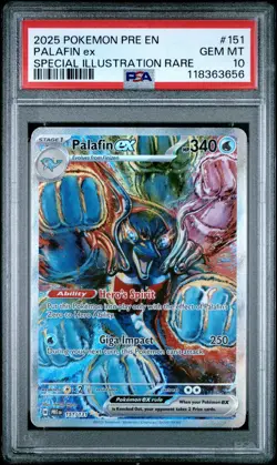 2025 POKEMON PRE EN-PRISMATIC EVOLUTIONS #151 PALAFIN EX PSA 10 - Image 1