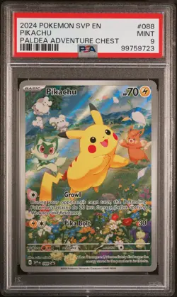 2024 POKEMON SVP EN-SV BLACK STAR PROMO PALDEA ADVENTURE CHEST PIKACHU PSA 9 - Image 1