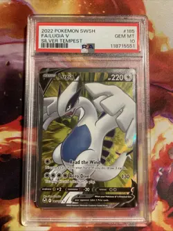 2022 Pokemon Sword & Shield Silver Tempest Full Art Lugia V #185 PSA 10 GEM MINT - Image 1