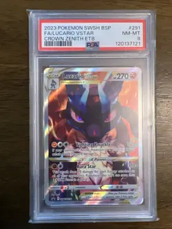 2023 Pokemon SWSH Black Star Promo FA/Lucario Vstar #291 Crown Zenith PSA 8 - Image 1