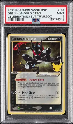 2021 POKEMON SWSH BLACK STAR PROMO #144 GRENINJA-GOLD STAR PSA 9 - Image 1