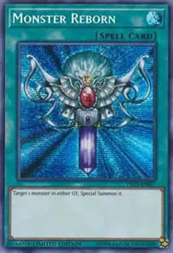 Monster Reborn Prismatic Secret Rare 2019 Gold Sarcophagus Tin TN19-EN011 NM/LP - Image 1