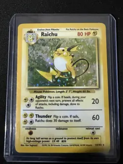 Pokemon TCG Raichu Holo Rare Card 14/102 Base Set - Image 1