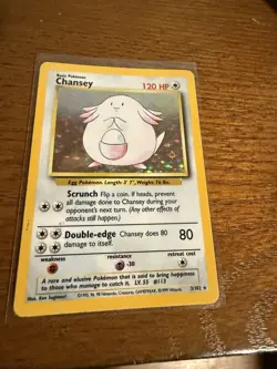 Pokemon TCG Chansey Base Set Holo Unlimited Rare Card 3/102 LP/NM Condition - Image 1