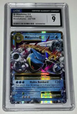 Pokemon Mega Blastoise EX XY TCG Card 22/108 Evolutions CGC 9 - Image 1