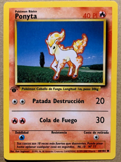 1st Edition SPANISH Ponyta 60/102 Base Set - Common Pokemon Card - LP - Image 1