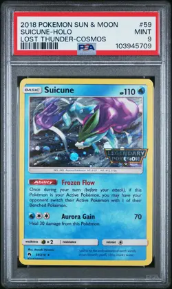 PSA 9 - Suicune Cosmos 59/214 SM Lost Thunder Legendary Stamp - Pokemon - Image 1