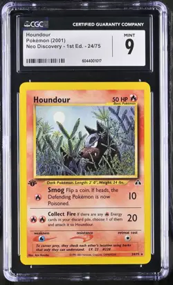 CGC 9 MINT Houndour Neo Discovery 1st Edition 24/75 Pokemon Card - Image 1