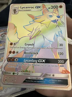 Lycanroc GX 155/147 Burning Shadows Rainbow Secret Rare Pokemon Card NM/LP 116 - Image 1