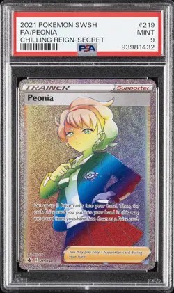 2021 POKEMON SWORD & SHIELD CHILLING REIGN SECRET #219 FULL ART/PEONIA PSA 9 - Image 1