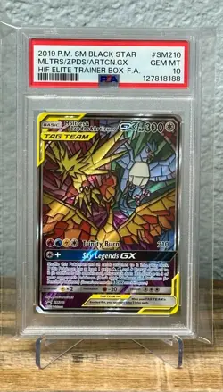 2019 Pokemon Moltres & Zapdos & Articuno GX Hidden Fates ETB Promo SM210 PSA 10 - Image 1