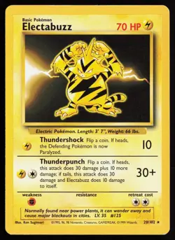 1999 Pokemon Base Set Electabuzz /102 #20 - Image 1