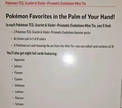 SEALED-Costco Pokemon TCG: Scarlet and Violet- Prismatic Evolutions- 8 Pack Tins - Image 3