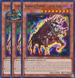 Yugioh! 3x Gimmick Puppet Cattle Scream INFO-EN009 Common 1st Ed NM - Image 1
