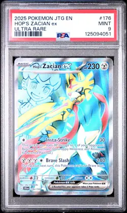 2025 Pokemon Journey Together # 176 Hop's Zacian EX Ultra Rare PSA 9 Card MINT! - Image 1