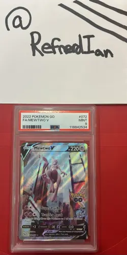 Pokemon TCG Mewtwo V Full Art Holo Ultra Rare Card Pokemon Go PSA 9 72/78 - Image 1