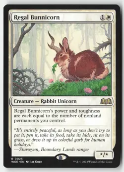 MTG - Regal Bunnicorn R Wilds of Eldraine 25 LP-NM - Image 1