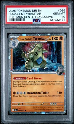 2025 POKEMON DRI EN-DESTINED RIVALS #096 TEAM ROCKET'S TYRANITAR PSA 10 - Image 1